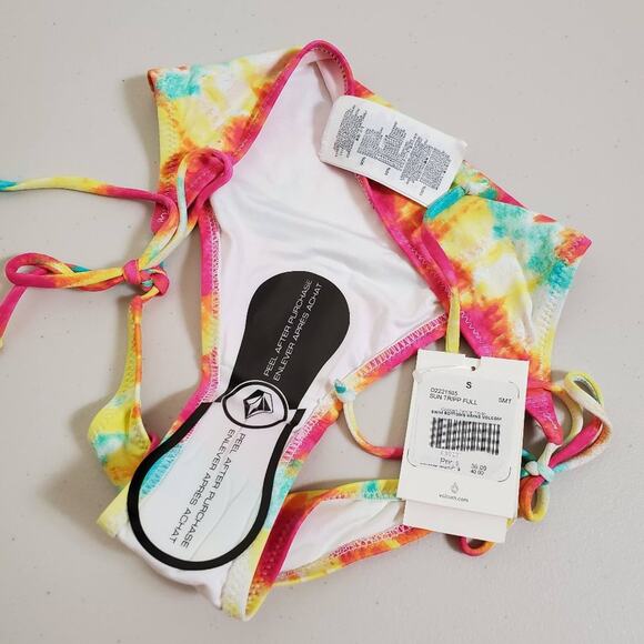 Volcom Sun Tripp Full Swim Bottom Tie Dye Bikini Adjustable Womens Size S NEW - Picture 10 of 10